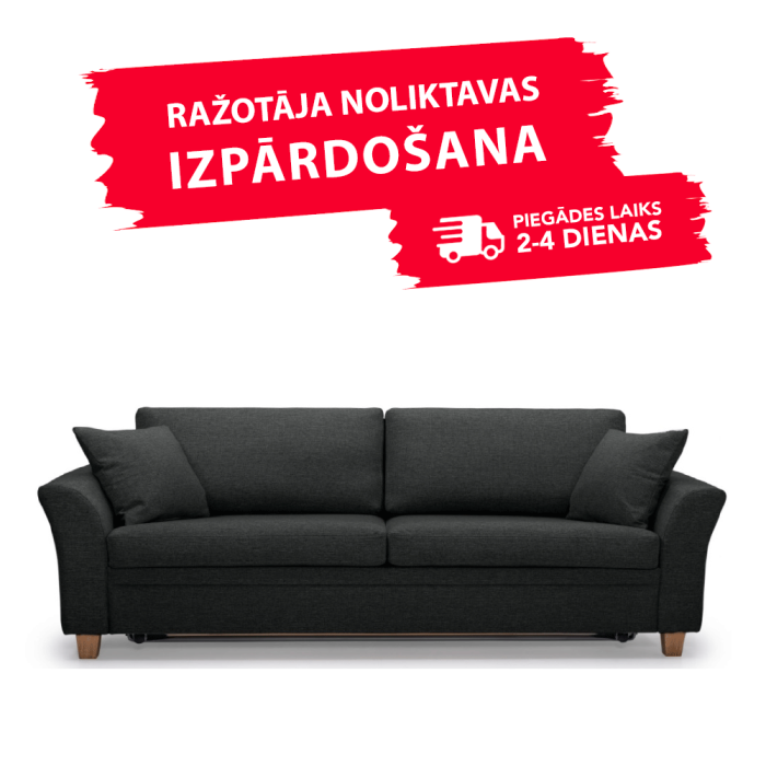Dīvāns SONIA (Divvietīgs, izvelkams)(Melns)(Ražotāja noliktava) Dīvāns SONIA (Divvietīgs, izvelkams)(Melns)(Ražotāja noliktava)